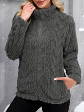 Load image into Gallery viewer, Fuzzy Zip Up Long Sleeve Jacket