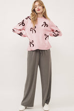 Load image into Gallery viewer, Bow Pattern Round Neck Loose Fit Sweater
