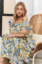 Load image into Gallery viewer, ADORA Layered Floral Off-Shoulder Short Sleeve Maxi Dress