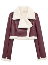 Load image into Gallery viewer, Collared Neck Long Sleeve Plush Cropped Jacket