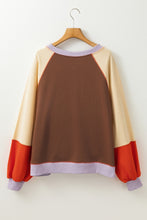 Load image into Gallery viewer, Color Block Round Neck Long Sleeve Sweatshirt