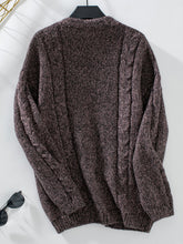 Load image into Gallery viewer, Cable-Knit Open Front Long Sleeve Cardigan
