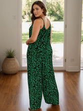 Load image into Gallery viewer, Full Size Leopard Scoop Neck Wide Leg Jumpsuit