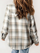 Load image into Gallery viewer, Plaid Snap Down Plush Hooded Jacket