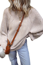 Load image into Gallery viewer, Textured Striped Round Neck Long Sleeve Top