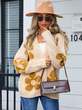 Load image into Gallery viewer, Flower Open Front Long Sleeve Cardigan