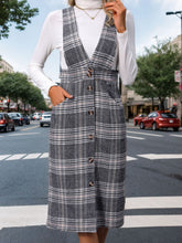 Load image into Gallery viewer, Perfee Pocketed Plaid Overall Dress