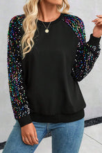 Load image into Gallery viewer, Sequin Round Neck Long Sleeve Blouse