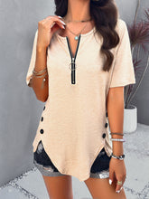 Load image into Gallery viewer, Half Zip Half Sleeve T-Shirt