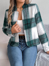 Load image into Gallery viewer, Plaid Open Front Long Sleeve Jacket