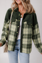 Load image into Gallery viewer, Snap Down Collared Neck Plaid Shacket