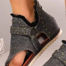 Load image into Gallery viewer, Studded Raw Hem Flat Sandals