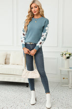 Load image into Gallery viewer, Flower Round Neck Long Sleeve Sweater
