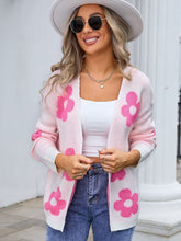 Load image into Gallery viewer, Flower Open Front Long Sleeve Cardigan