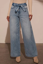 Load image into Gallery viewer, Tied Wide Leg Jeans with Pockets
