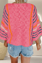 Load image into Gallery viewer, Striped Boat Neck Three-Quarter Sleeve Knit Top