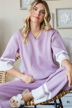 Load image into Gallery viewer, First Love Contrast V Neck Ribbed Knit Top