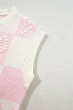 Load image into Gallery viewer, Bow Checkered Round Neck Sweater Vest