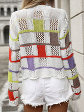 Load image into Gallery viewer, Openwork Color Block Round Neck Sweater