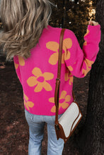 Load image into Gallery viewer, Flower Round Neck Long Sleeve Sweater
