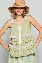 Load image into Gallery viewer, POL Ruffled Open Front Sleeveless Cardigan