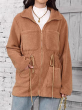Load image into Gallery viewer, Drawstring Zip Up Long Sleeve Outerwear