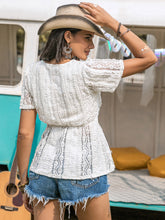 Load image into Gallery viewer, Lace V-Neck Short Sleeve Top