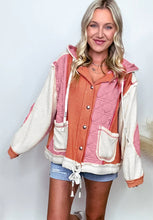 Load image into Gallery viewer, Drawstring Texture Button Up Long Sleeve Hooded Jacket