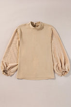 Load image into Gallery viewer, Swiss Dot Mock Neck Balloon Sleeve Blouse