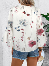 Load image into Gallery viewer, Ruffled Printed V-Neck Half Sleeve Blouse