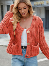 Load image into Gallery viewer, Round Neck Button Up Cardigan with Pockets