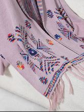 Load image into Gallery viewer, Fringe Geometric Open Front Long Sleeve Cape