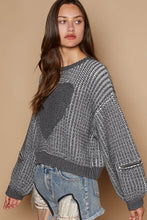 Load image into Gallery viewer, POL Round Neck Heart Patch Zipper Point Sleeve Sweater