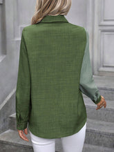 Load image into Gallery viewer, Contrast Collared Neck Long Sleeve Shirt