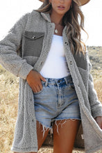 Load image into Gallery viewer, Collared Neck Long Sleeve Longline Teddy Jacket