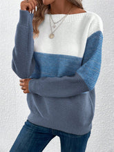 Load image into Gallery viewer, Color Block Drop Shoulder Long Sleeve Sweater