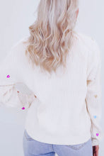 Load image into Gallery viewer, Heart Sequin Round Neck Long Sleeve Sweater