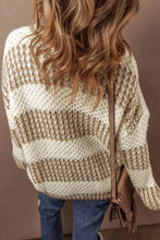 Load image into Gallery viewer, Color Block Round Neck Dropped Shoulder Sweater