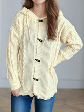 Load image into Gallery viewer, Cable-Knit Long Sleeve Hooded Cardigan