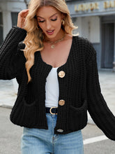 Load image into Gallery viewer, Round Neck Button Up Cardigan with Pockets