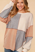 Load image into Gallery viewer, Exposed Seam Color Block Round Neck Top