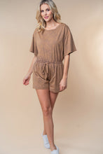 Load image into Gallery viewer, White Birch Full Size Short Sleeve Drawstring Romper