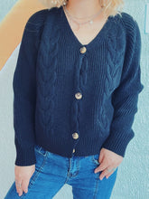 Load image into Gallery viewer, Cable-Knit V-Neck Button Down Long Sleeve Cardigan