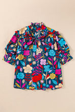 Load image into Gallery viewer, Printed Tie Neck Half Sleeve Blouse