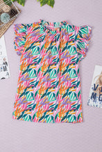 Load image into Gallery viewer, Printed Round Neck Cap Sleeve Blouse