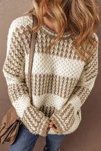 Load image into Gallery viewer, Color Block Round Neck Dropped Shoulder Sweater