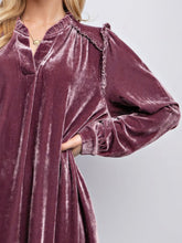 Load image into Gallery viewer, Frill Notched Long Sleeve Dress with Pockets