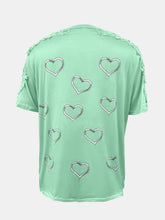 Load image into Gallery viewer, Full Size Lace Detail Heart Round Neck Short Sleeve Top