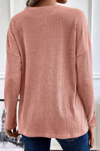 Load image into Gallery viewer, Quarter Button Round Neck Dropped Shoulder Knit Top