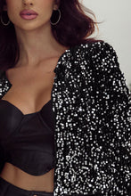 Load image into Gallery viewer, Sequin Open Front Long Sleeve Jacket